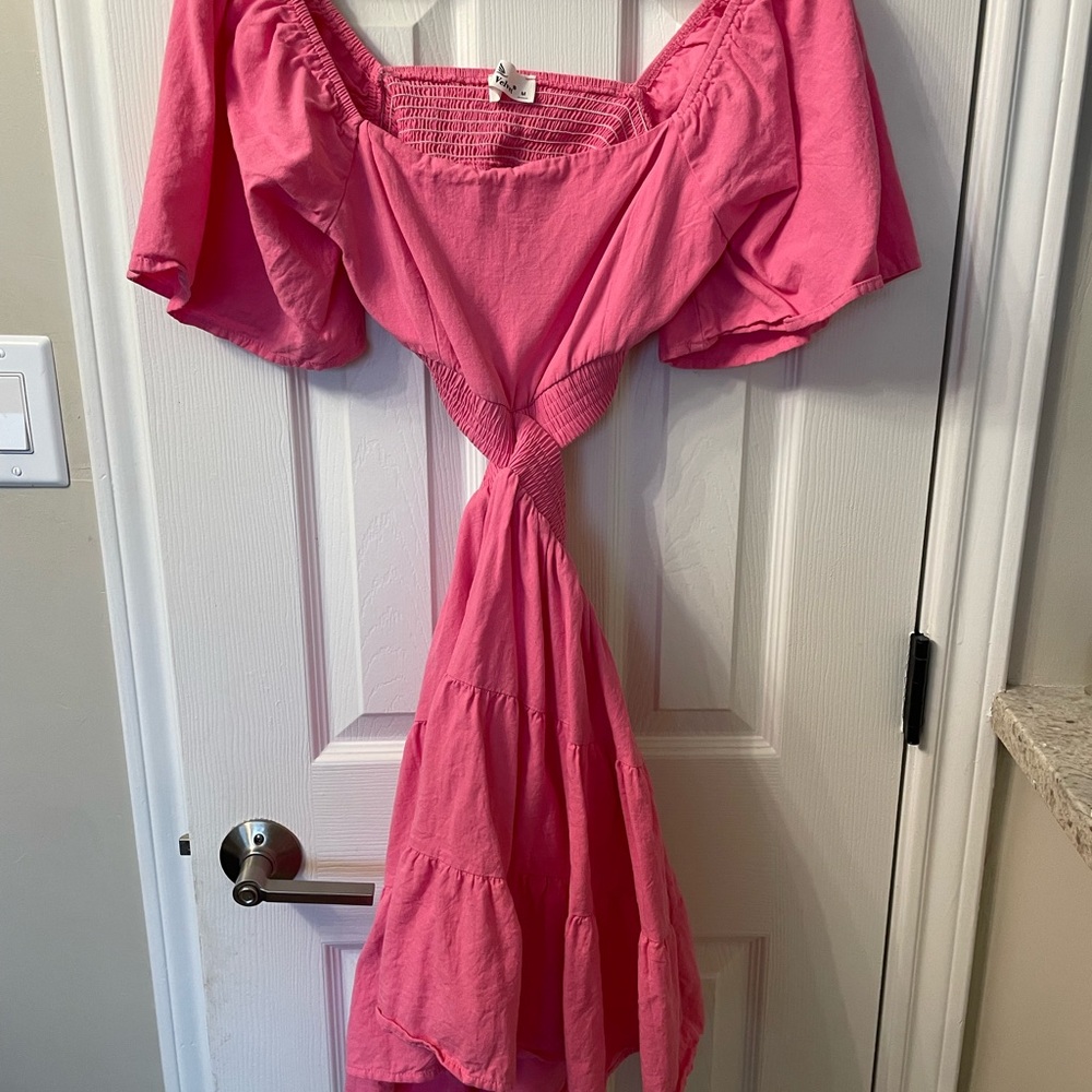 Pink Square Neck Dress